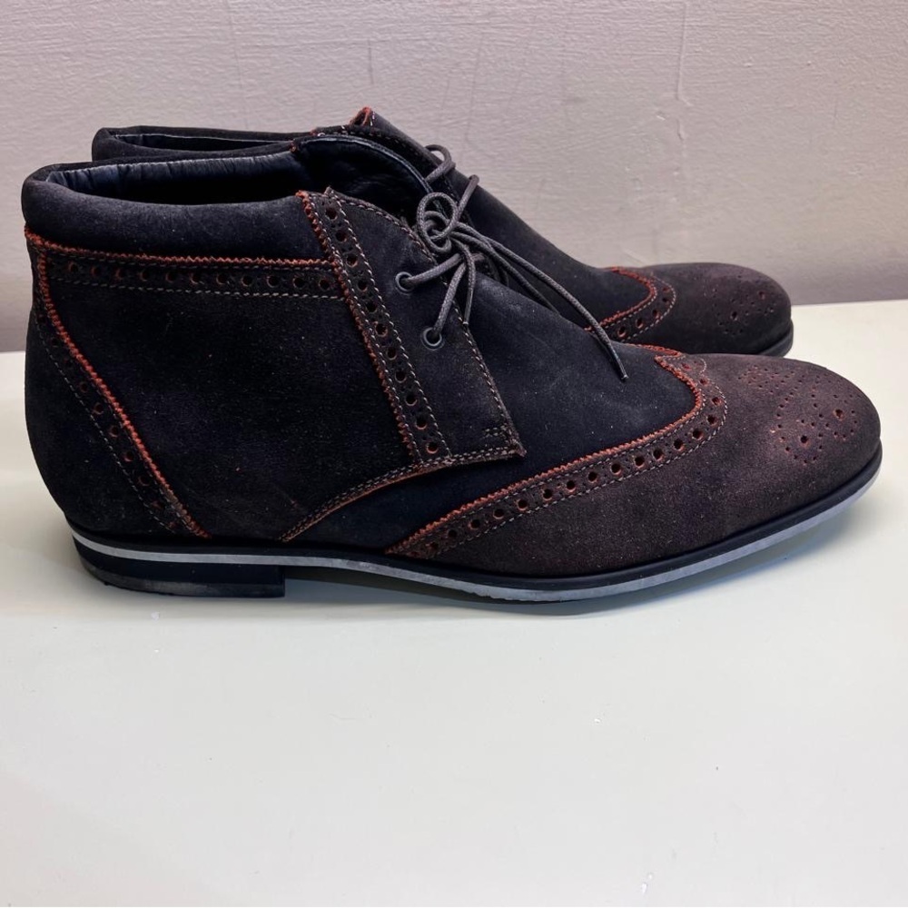 Baldinini Black And Brown Chukka Boots With Brogue Detailing Made In Italy